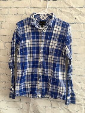 J Crew Perfect Button Down Blue White Plaid Size 6